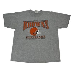 Vintage Cleveland Browns Shirt Mens XL Grey Orange‎ 1990s Lee Sportswear NFL Tee